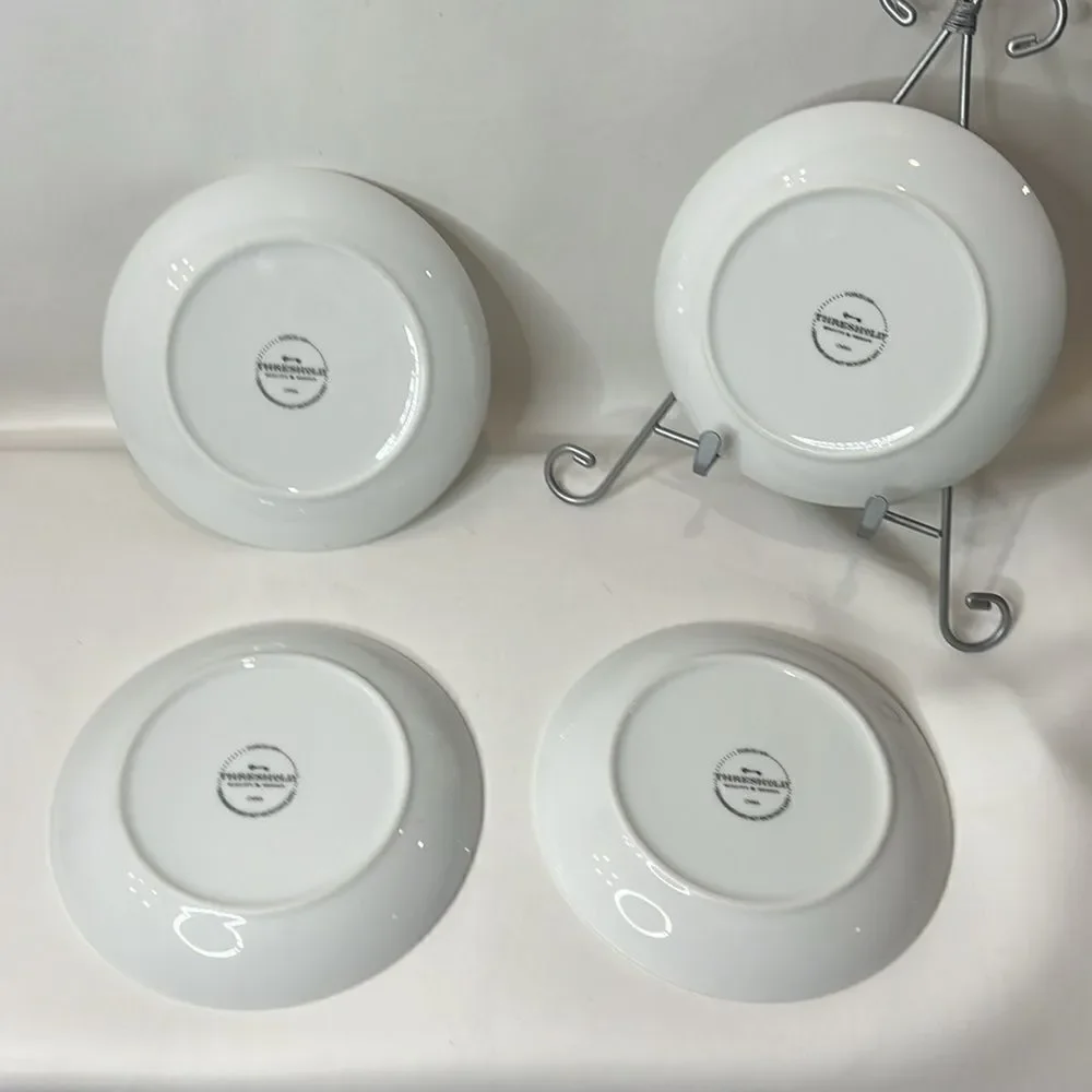 Target Threshold Christmas Appetizer Plates Set 4 White Gold Trim 6 1/2 In Round